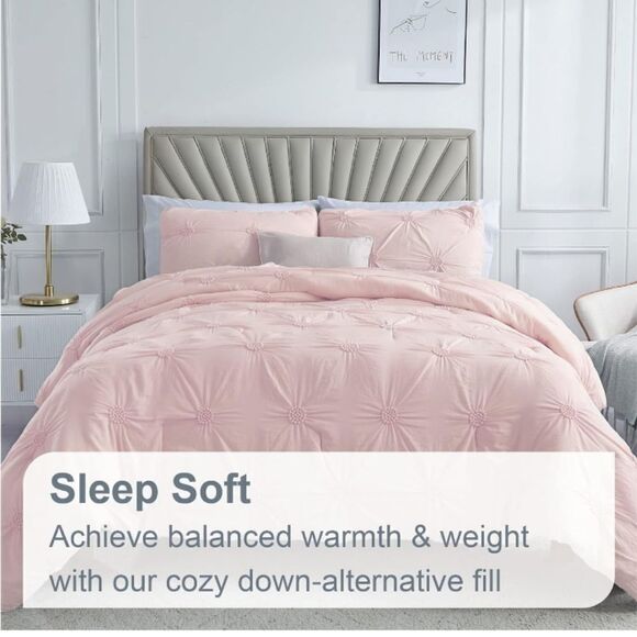 💯🔥Swift Home King Cal/King Baby Pink Rose Blush 3-Piece Down Alternative Comfo - Picture 4 of 10